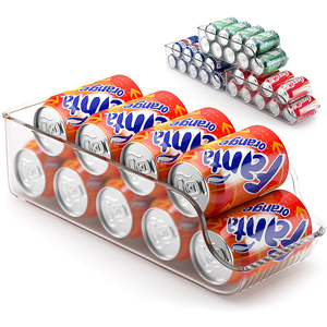 Soda Can Organizers <strong>Stackable</strong> Fridge Organizers for Freezer Countertops Cabinets Clear Plastic Pantry Storage Racks - Product Image 2