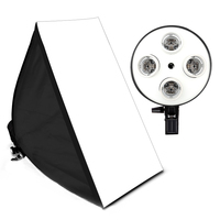 Matériel photographique photo Studio D'éclairage Doux Boîte Kit E 27 support de lampe 4 broches Avec 50x70cm Softbox 4in1 Douille D'ampoule