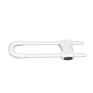 U-Shaped Child Safety Latch White Plastic Cabinet <b>Lock</b> Round Metal Handle Home Installation - Product Image 6