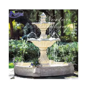 Открытый натуральный литой каменный фонтан, садовый мраморный водный фонтан с бассейном для дома