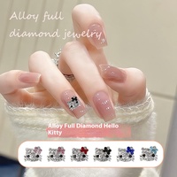 Diamant Kawaii 3D Hello Kitty Nail Art Strass Style Japonais Mignon Alliage Chat avec Plein de Diamants DIY Nail Accessoires