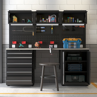 Nouvelle armoire à outils JZD OBM noire combinée, grande, en acier, amovible, pour atelier, avec plan de travail, en acier inoxydable, bois et aluminium, pour le rangement des outils