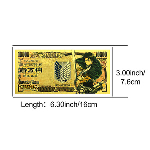 Billet de banque doré Anime 10000 Yen Japon, Carte de collection, Cadeau pour fans de <span class=keywords><strong>Manga</strong></span>, Souvenir - Product Image 2