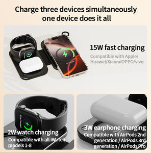 Cargador Inalámbrico Magnético 3 en 1 Plegable de 15W con Carga Rápida para iPhone 16 15 Pro Max, Reloj Inteligente, Auriculares, Diseño Delgado para Viajes - Product Image 5