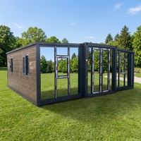 Maison conteneur portable et extensible à double aile pliable avec panneaux sandwich, cabine modulaire 20/40 pieds pour bureau à domicile et atelier