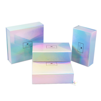 Enveloppe magnétique holographique personnalisée Crown Win Boîte rigide Coffret cadeau pour soins de la peau cosmétiques Doublure en papier laser Éponge plastification mate