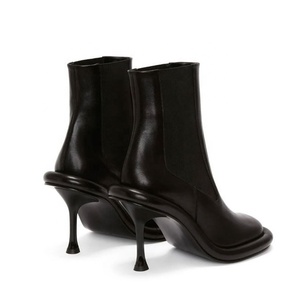 Logo Custom Women <b>Round</b> <b>Toe</b> Ankle Boots High-<b>Heeled</b> Stiletto Shoes Stretchy Top Thick Sole Short - Product Image 4
