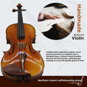 Violon professionnel artisanal CHENTUO CT2.1 pour étudiant, table en épicéa massif, dos et éclisses en contreplaqué d'érable, archet en ébène, métal, Chine - Product Image 2
