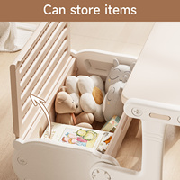 Ensemble table et chaise 2-en-1 pour enfants avec rangement, bureau multifonctionnel en plastique pour tout-petits, transformable en canapé pour enfants, idéal pour la salle de jeux et la chambre d'enfant