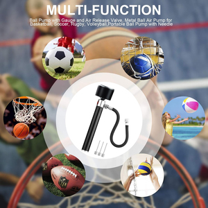 Pompe à air portable avec soupape de dégagement de pression et adaptateur de pompe à bille manomètre pour accessoires de <span class=keywords><strong>sport</strong></span> de basket-ball et de football - Product Image 5