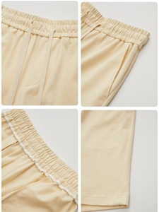 กางเกงขาสั้นผู้ชายผ้าฝ้ายถักน้ำหนัก 410 กรัม สไตล์สปอร์ตแคชชวลเอวกลางห้าส่วน ปิดด้วยเชือกผูก พิมพ์ลายดิจิตอล - Product Image 6