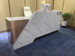 Mostrador de recepción robusto con estante de almacenamiento trasero, mesa frontal moderna para <span class=keywords><strong>recepcionista</strong></span>, oficina, salón, tienda minorista - Product Image 1