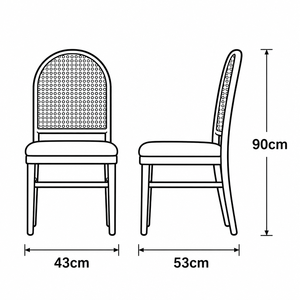 Sedia Laterale Modernista con Schienale ad Arco in Canna e Seduta Imbottita su Telaio in Metallo Nero - Product Image 4