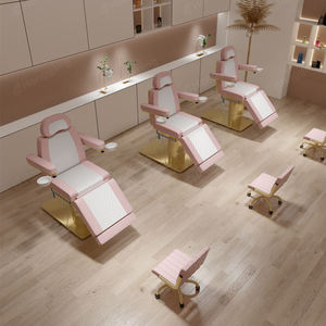 Base de acero inoxidable dorado, cama de masaje rosa, cuatro motores, rotación de 360 grados, cabeza alta ajustable - Product Image 4