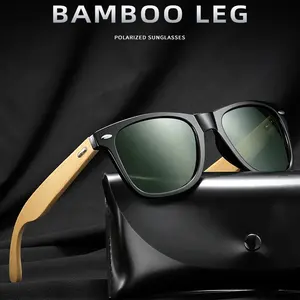 2024 moda hecha a mano Ce Uv400 gafas de sol cuadradas Craved Retro elegante colorido personalizar hombres bambú madera sombras gafas de sol