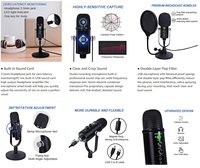 BAIFEILI 86A professionnel USB portable et enregistrement de bureau Microphone à condensateur Plug Play PC Gaming Podcasting Église Utilisation pour enfants
