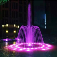 Fuente de Agua Circular Musical para Jardín Exterior con Iluminación LED Azul Hielo, Chorro Alto Central y Exhibición Decorativa