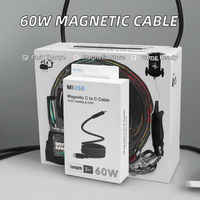 Câble magnétique Type-C vers Type-C en alliage d'aluminium 60W 3A à charge rapide avec rangement magnétique 1m pour téléphones de gaming et utilisation en voiture