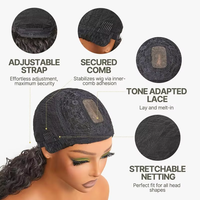 Perruque mi-tête en cheveux humains avec cordon de serrage, dentelle 3*1, ligne de cheveux centrale, 100% cheveux naturels, prête à porter pour femme