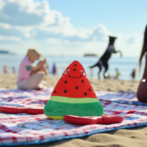 Commercio all'ingrosso <span class=keywords><strong>Pet</strong></span> fornitore di peluche di frutta ripiena fragola anguria giocattoli cigolanti chewing cane giocattoli all'aperto spiaggia Picnic in estate - Product Image 2