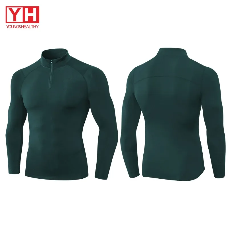 Custom High Elastic Compression Shirt Long Sleeves Quick Dry Gym Wear Muscle T Shirts For Men