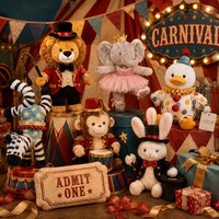 Lot de figurines en peluche d'animaux de cirque, Lion, Éléphant, Canard, Zèbre, Singe, Lapin, en tissu doux