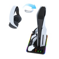 Accessoires de jeu professionnels d'usine, support de chargeur double pour manette, console de jeu, ventilateur de refroidissement multifonction pour PS5 / Slim