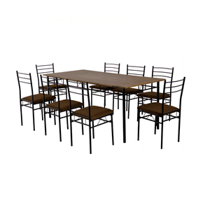 Ensemble de table à manger <span class=keywords><strong>YUKAI</strong></span> 1+8, plateau de table en MDF+PVC avec sièges rembourrés en tissu pour salle à manger 1+8 DS-211 - Product Image 3