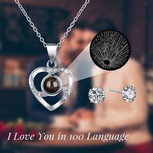 Collar de Cadena con Colgante de Clavícula Premium, Superventas, con Proyección de 'Te Amo' en 100 Idiomas, Joyería de Moda para San Valentín, con Circonita - Product Image 5