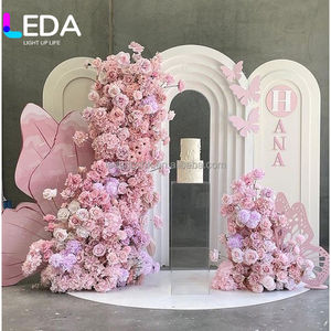 LEDA Arrangements de fleurs artificielles en soie rose personnalisés pour chemin de table de mariage et centres de table - Product Image 2