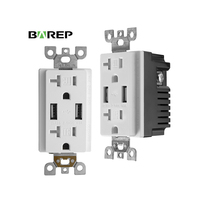 Prise murale double BAREP CULus 20A TR USB-A 4.8A PC, résistante aux manipulations