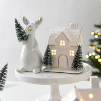 Ornement de Noël NUCHI en céramique lumineuse, style moderne et minimaliste, pour maison de campagne, cerf, décoration d'arbre de Noël