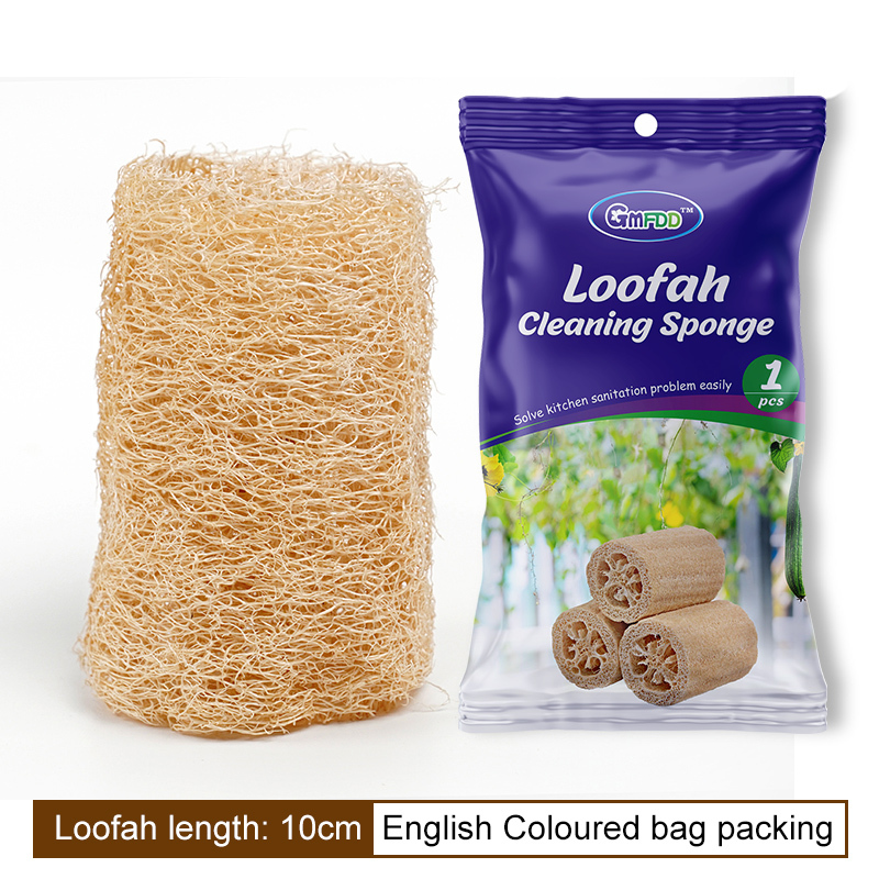 Loofah naturel doux de 10 cm avec sac coloré