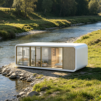 Module d'habitation en acier anticorrosion pour complexes aquatiques panoramiques et suites d'hébergement portables de luxe, modèle de 9 m