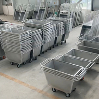 Chariot d'alimentation bidirectionnel en acier inoxydable, robuste, pour l'élevage de bétail, adapté aux grandes et petites exploitations agricoles
