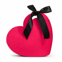 Sac à main en feutre non tissé en forme de cœur, écologique, avec logo personnalisé OEM ODM, nœud papillon mignon, 7 pouces, cadeau de la Saint-Valentin, emballage cadeau