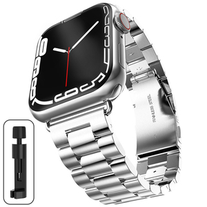 <span class=keywords><strong>Bracelet</strong></span> en acier argenté pour <span class=keywords><strong>Apple</strong></span> <span class=keywords><strong>Watch</strong></span> Series 11 10 9 <span class=keywords><strong>8</strong></span> Ultra 3 2, <span class=keywords><strong>bracelet</strong></span> en métal pour montre connectée, bracelets pour hommes - Product Image 6