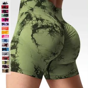 <span class=keywords><strong>Shorts</strong></span> Deportivos de Verano sin Costuras al por Mayor, Tie Dye, con Efecto Push-Up, Cintura Alta Elástica, para Yoga, Gimnasio, Fitness - Product Image 1