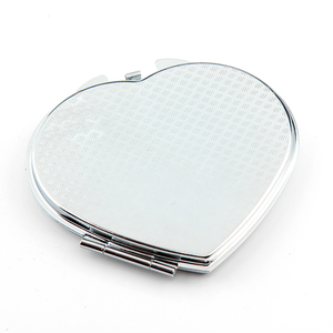 Silver Electroplated Shaped <b>Compact</b> Metal Folding Double-Sided 2x Magnification Pocket Makeup <b>Mirror</b> Daily Use Customizable - Product Image 3