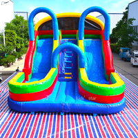 Toboggan gonflable commercial sec et humide avec piscine à jets d'eau, château gonflable pour location de fêtes en extérieur, taille personnalisable