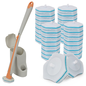 HOLAMOPA Brosse de toilette jetable sans odeur Tête d'éponge à absorption rapide Poignée mince Design Nettoyant domestique efficace pour l'espace - Product Image 1