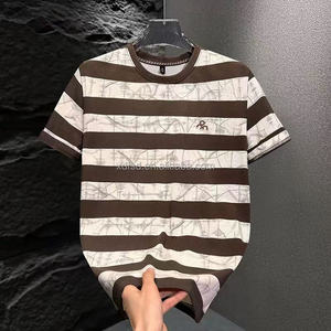 T-shirt Estiva da Uomo Personalizzata, Lussuosa, Casual, Retrò, alla Moda, Lavata, Sportiva, 100% Cotone, a Righe, a Mezza Manica, Vestibilità Ampia - Product Image 4