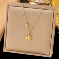Collier en acier inoxydable pour femme, plaqué or 18 carats, étanche, anti-ternissement, avec perle, flocon de neige et coquillage, collection MW Wholesale