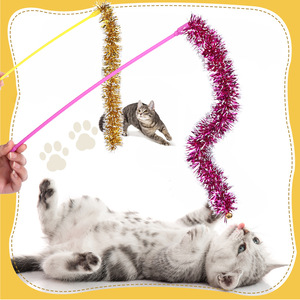 Nouvelle baguette colorée pour chat, une baguette interactive pour chat avec son, garniture en fil doré, jouet pour chat à tenir à la main. - Product Image 1