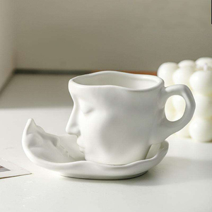 Creative Face Art Ceramic Coffee Cup Saucer <b>Set</b> 100ml Capacity Dishwasher & <b>Microwave</b> Safe Eco-Friendly for Gifts Home Use - Product Image 6