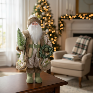 Figurine <span class=keywords><strong>de</strong></span> Père Noël <span class=keywords><strong>en</strong></span> peluche verte <span class=keywords><strong>de</strong></span> luxe, modèle Source Factory Home in Chimney, pour décoration <span class=keywords><strong>de</strong></span> Noël - Product Image 1