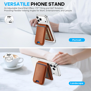 Portefeuille fin en cuir véritable MagSafe avec support magnétique puissant, protection RFID et réglage d'angle, capacité 6 cartes - Product Image 3