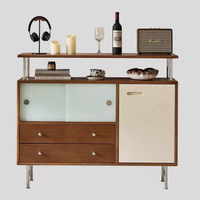 Buffet de cuisine moderne du milieu du siècle, meuble de rangement en bois avec portes coulissantes, console TV modulaire, éco-responsable