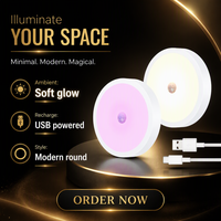 Lampe murale magnétique LED intelligente sans fil rechargeable en ABS avec capteur de mouvement RGB, lumière de nuit blanche pour la maison, les escaliers, le placard, la chambre