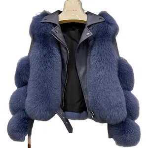 Windproof रखने गर्म लक्जरी लेडी वास्तविक फॉक्स दौर कॉलर लंबे जैकेट असली फॉक्स फर कोट महिलाओं के लिए
